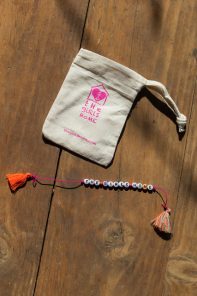 Fabric bag and beaded bracelet